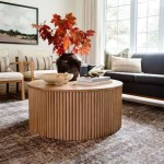 Fluted Wood Coffee Table With Storage